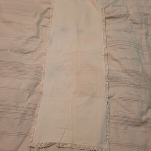 Cream Linen Table Runner with Lace Trim Please See Measurements